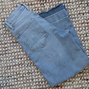 Gap High-rise Wide Leg Crop Jeans, Light Blue, Raw Hem